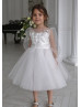 Ivory Lace Tulle Flower Girl Dress Baptism Dress